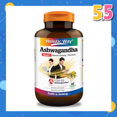 HOLISTIC WAY Ashwagandha Mood+ Vegetarian Capsule (To Increased Energy & Resistance To Stress) 60s