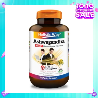 HOLISTIC WAY Ashwagandha Mood+ Vegetarian Capsule (To Increased Energy & Resistance To Stress) 60s