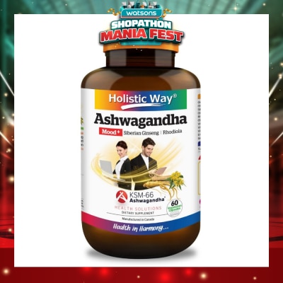 HOLISTIC WAY - Ashwagandha Mood+ Vegetarian Capsule (To Increased Energy & Resistance To Stress) 60s