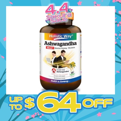 HOLISTIC WAY - Ashwagandha Mood+ Vegetarian Capsule (To Increased Energy & Resistance To Stress) 60s
