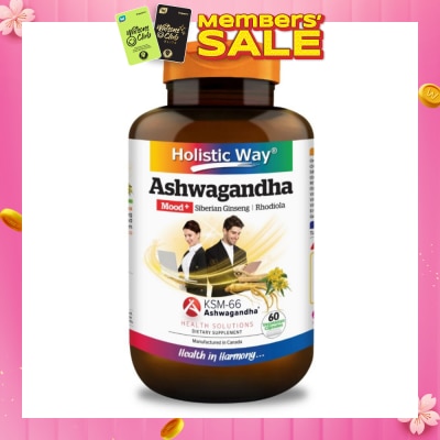HOLISTIC WAY Ashwagandha Mood+ Vegetarian Capsule (To Increased Energy & Resistance To Stress) 60s