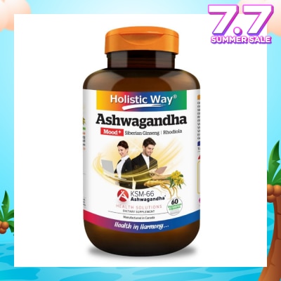 HOLISTIC WAY Ashwagandha Mood+ Vegetarian Capsule (To Increased Energy & Resistance To Stress) 60s
