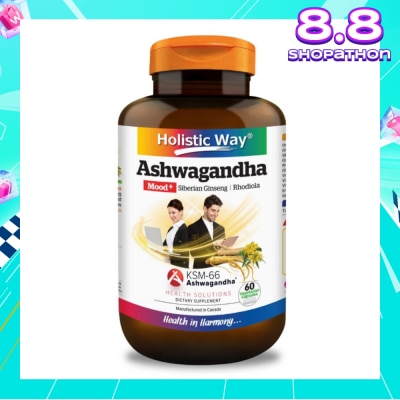 HOLISTIC WAY Ashwagandha Mood+ Vegetarian Capsule (To Increased Energy & Resistance To Stress) 60s