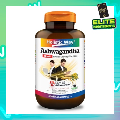 HOLISTIC WAY Ashwagandha Mood+ Vegetarian Capsule (To Increased Energy & Resistance To Stress) 60s