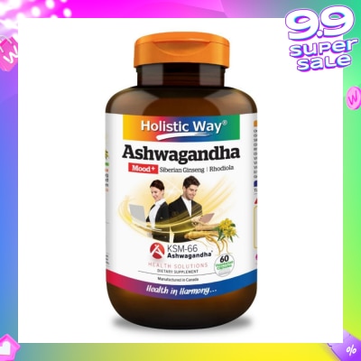 HOLISTIC WAY Ashwagandha Mood+ Vegetarian Capsule (To Increased Energy & Resistance To Stress) 60s
