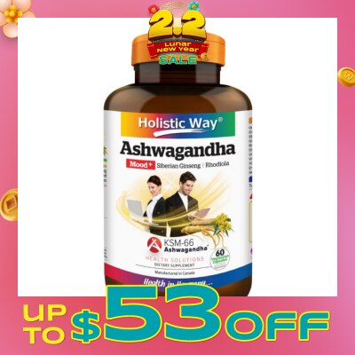 HOLISTIC WAY Ashwagandha Mood+ Vegetarian Capsule (To Increased Energy & Resistance To Stress) 60s