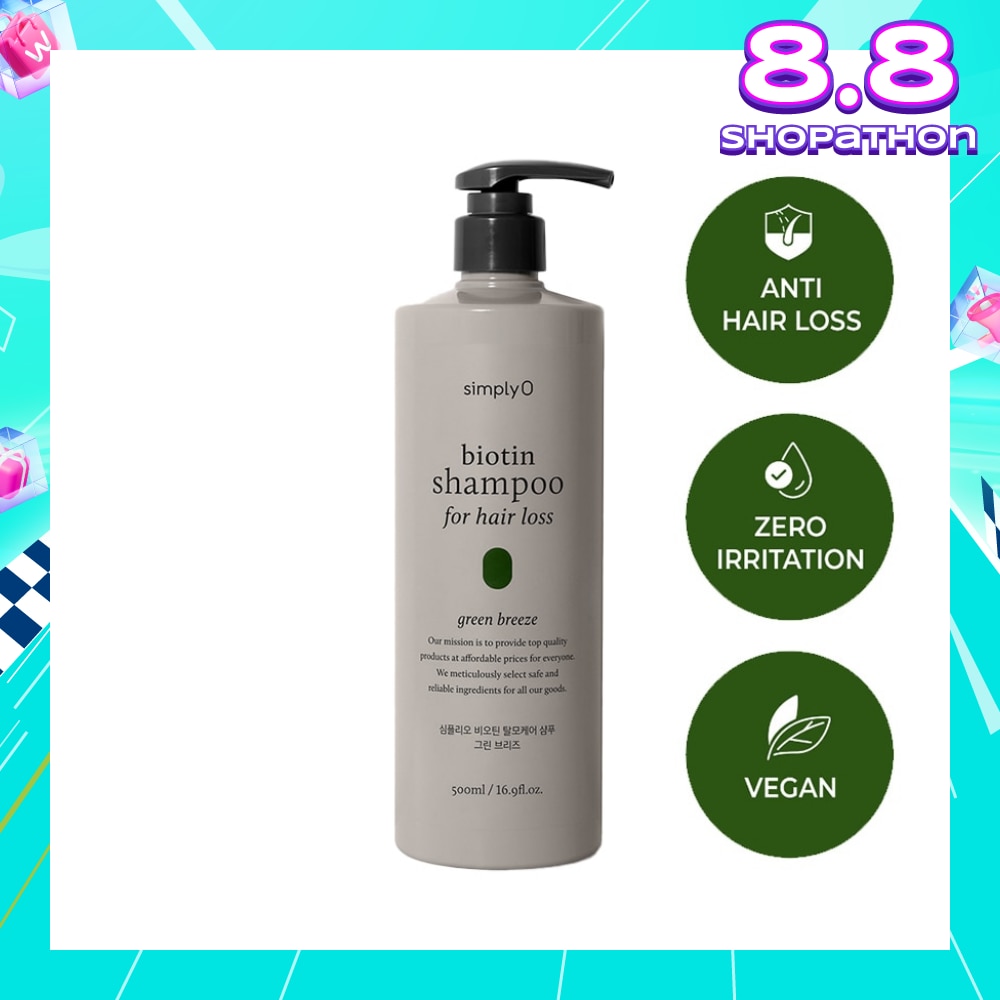 Biotin Shampoo For Hair Loss Green Breeze (Vegan & Zero Irritation) 500ml