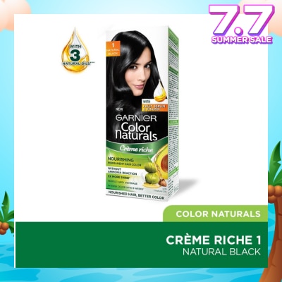 GARNIER Color Naturals Nourishing Permanent Hair Color 1 Natural Black (With Fruit Serum & Vitamin) 1s