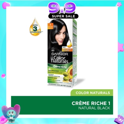 GARNIER - Color Naturals Nourishing Permanent Hair Color 1 Natural Black (With Fruit Serum & Vitamin) 1s image
