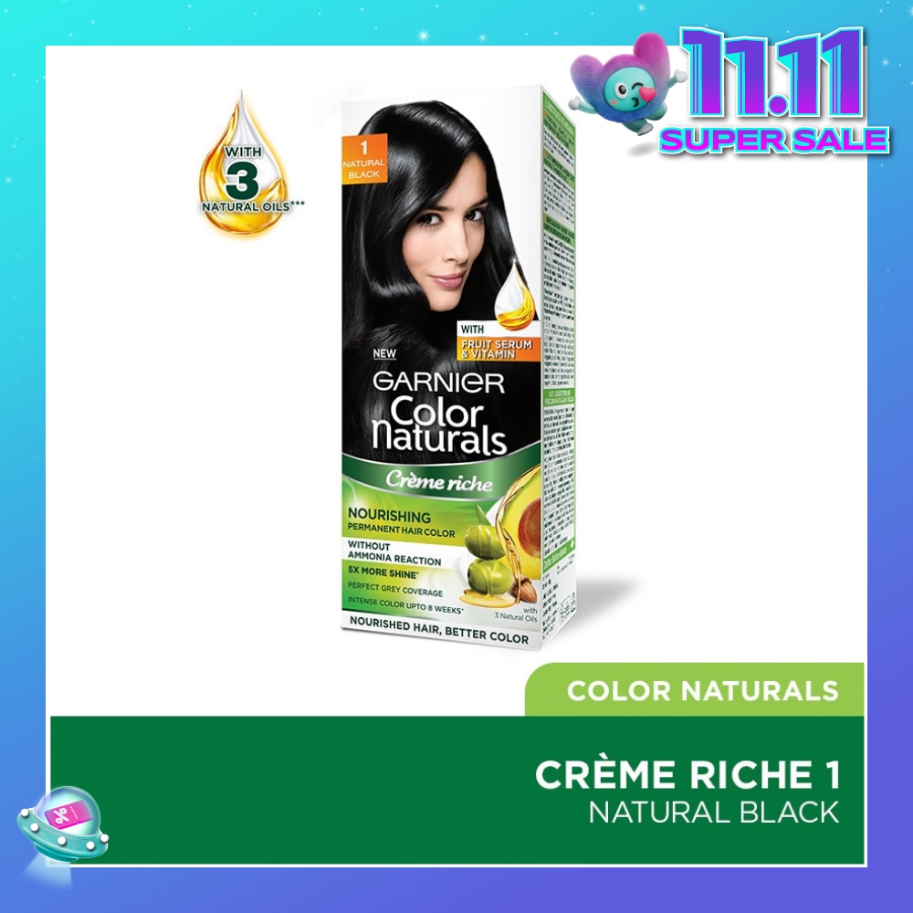 Color Naturals Nourishing Permanent Hair Color 1 Natural Black (With Fruit Serum & Vitamin) 1s