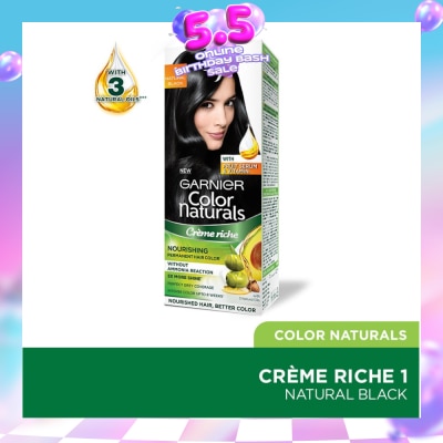 GARNIER - Color Naturals Nourishing Permanent Hair Color 1 Natural Black (With Fruit Serum & Vitamin) 1s