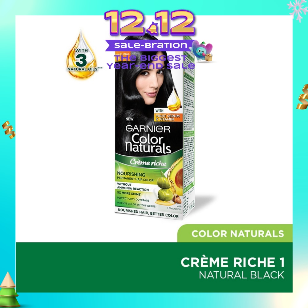 Color Naturals Nourishing Permanent Hair Color 1 Natural Black (With Fruit Serum & Vitamin) 1s