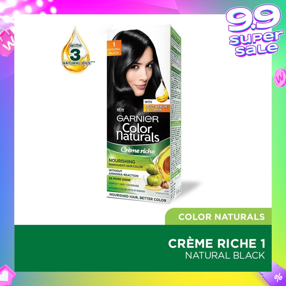Color Naturals Nourishing Permanent Hair Color 1 Natural Black (With Fruit Serum & Vitamin) 1s