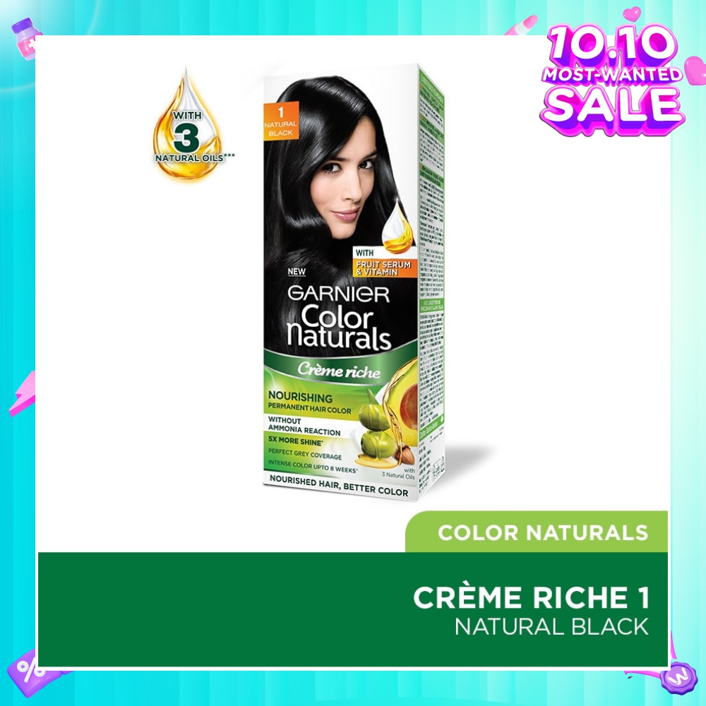 Color Naturals Nourishing Permanent Hair Color 1 Natural Black (With Fruit Serum & Vitamin) 1s
