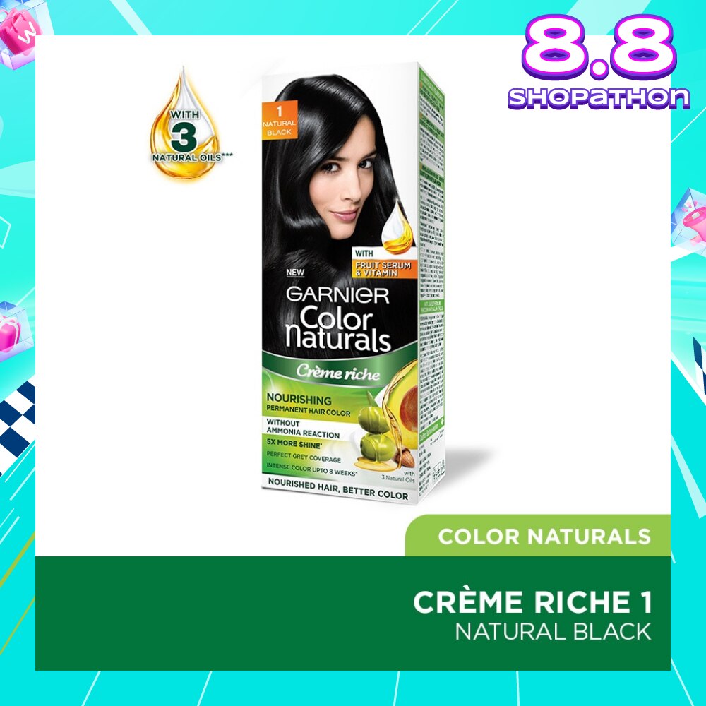 Color Naturals Nourishing Permanent Hair Color 1 Natural Black (With Fruit Serum & Vitamin) 1s