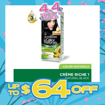 GARNIER - Color Naturals Nourishing Permanent Hair Color 1 Natural Black (With Fruit Serum & Vitamin) 1s