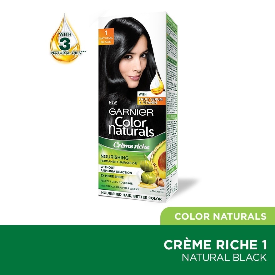 Color Naturals Nourishing Permanent Hair Color 1 Natural Black (With Fruit Serum & Vitamin) 1s