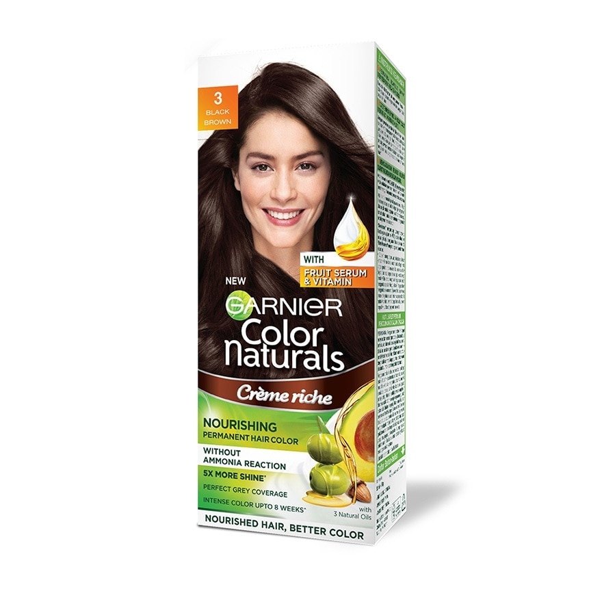 Color Naturals Nourishing Permanent Hair Color 3 Black Brown (With Fruit Serum & Vitamin) 1s