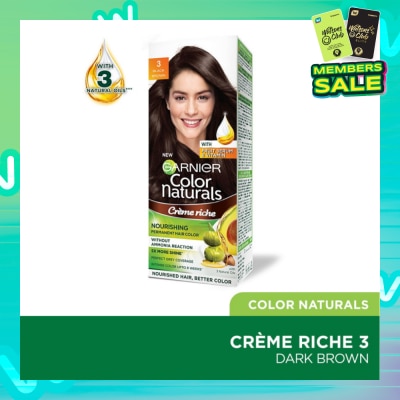 GARNIER Color Naturals Nourishing Permanent Hair Color 3 Black Brown (With Fruit Serum & Vitamin) 1s