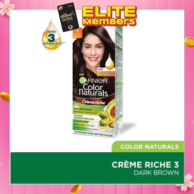 GARNIER Color Naturals Nourishing Permanent Hair Color 3 Black Brown (With Fruit Serum & Vitamin) 1s