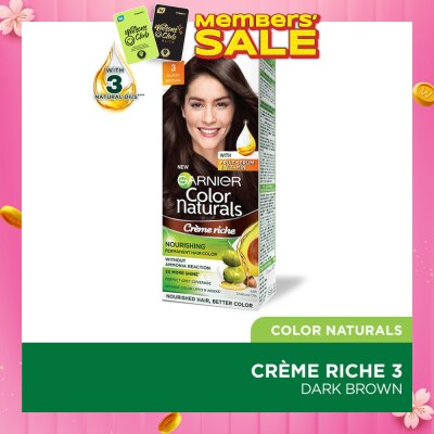 GARNIER Color Naturals Nourishing Permanent Hair Color 3 Black Brown (With Fruit Serum & Vitamin) 1s