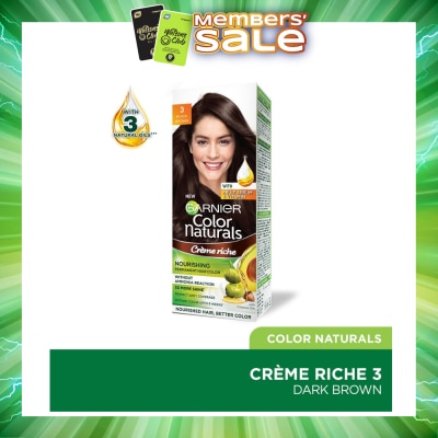 GARNIER - Color Naturals Nourishing Permanent Hair Color 3 Black Brown (With Fruit Serum & Vitamin) 1s