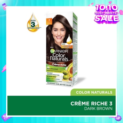 GARNIER Color Naturals Nourishing Permanent Hair Color 3 Black Brown (With Fruit Serum & Vitamin) 1s