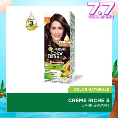 GARNIER Color Naturals Nourishing Permanent Hair Color 3 Black Brown (With Fruit Serum & Vitamin) 1s