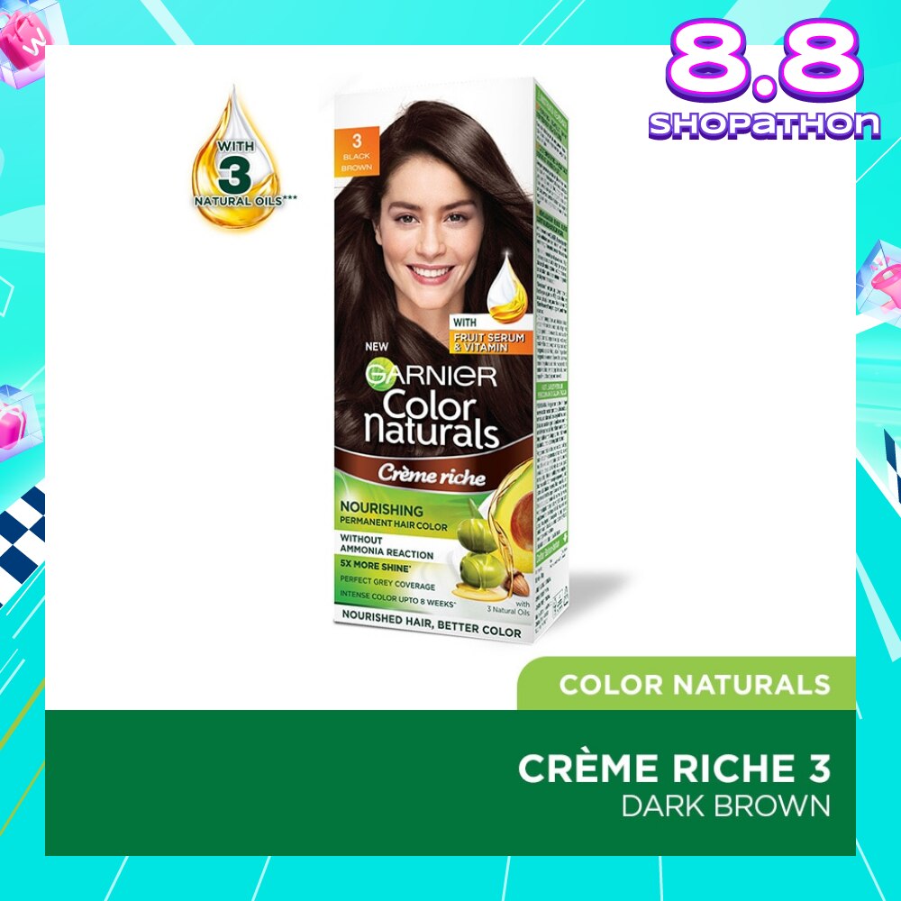 Color Naturals Nourishing Permanent Hair Color 3 Black Brown (With Fruit Serum & Vitamin) 1s