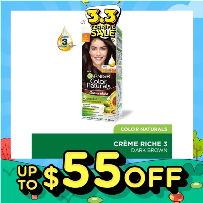 GARNIER Color Naturals Nourishing Permanent Hair Color 3 Black Brown (With Fruit Serum & Vitamin) 1s