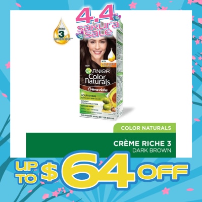 GARNIER - Color Naturals Nourishing Permanent Hair Color 3 Black Brown (With Fruit Serum & Vitamin) 1s