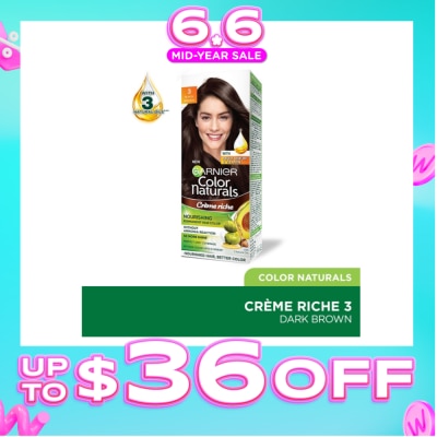 GARNIER - Color Naturals Nourishing Permanent Hair Color 3 Black Brown (With Fruit Serum & Vitamin) 1s
