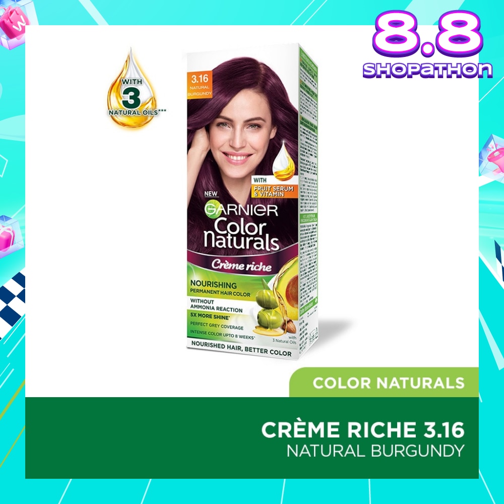 Color Naturals Nourishing Permanent Hair Color 3.16 Natural Burgundy (With Fruit Serum & Vitamin) 1s