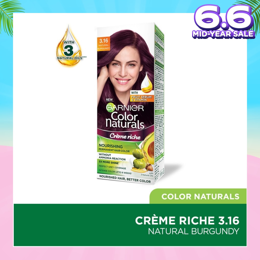Color Naturals Nourishing Permanent Hair Color 3.16 Natural Burgundy (With Fruit Serum & Vitamin) 1s