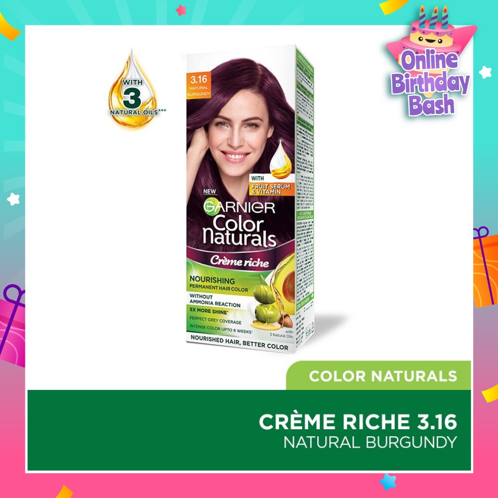 Color Naturals Nourishing Permanent Hair Color 3.16 Natural Burgundy (With Fruit Serum & Vitamin) 1s