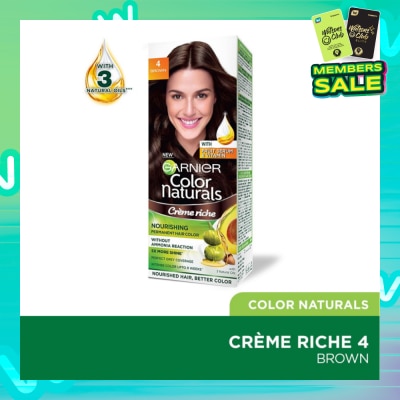 GARNIER Color Naturals Nourishing Permanent Hair Color 4 Brown (With Fruit Serum & Vitamin) 1s