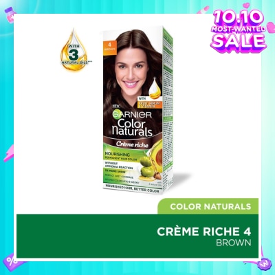 GARNIER Color Naturals Nourishing Permanent Hair Color 4 Brown (With Fruit Serum & Vitamin) 1s