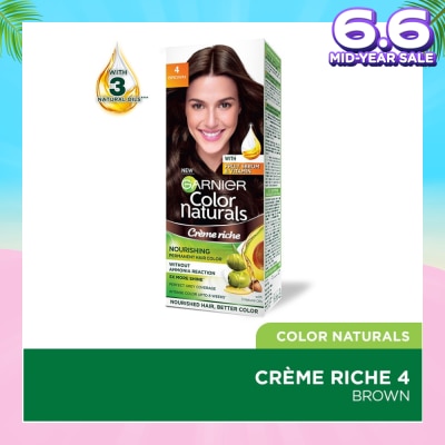 GARNIER Color Naturals Nourishing Permanent Hair Color 4 Brown (With Fruit Serum & Vitamin) 1s