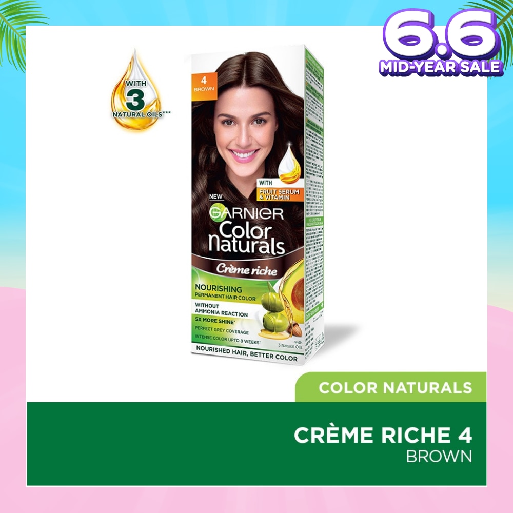 Color Naturals Nourishing Permanent Hair Color 4 Brown (With Fruit Serum & Vitamin) 1s