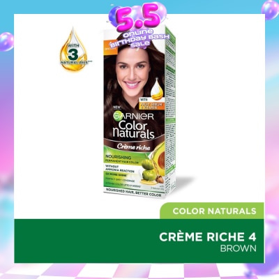 GARNIER - Color Naturals Nourishing Permanent Hair Color 4 Brown (With Fruit Serum & Vitamin) 1s