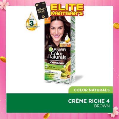 GARNIER Color Naturals Nourishing Permanent Hair Color 4 Brown (With Fruit Serum & Vitamin) 1s