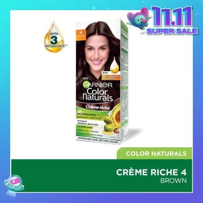 GARNIER Color Naturals Nourishing Permanent Hair Color 4 Brown (With Fruit Serum & Vitamin) 1s