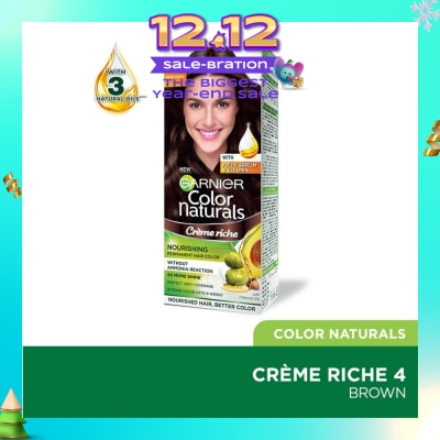 GARNIER Color Naturals Nourishing Permanent Hair Color 4 Brown (With Fruit Serum & Vitamin) 1s