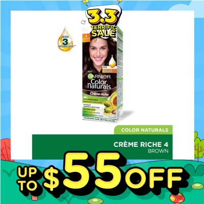 GARNIER Color Naturals Nourishing Permanent Hair Color 4 Brown (With Fruit Serum & Vitamin) 1s