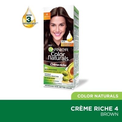 GARNIER Color Naturals Nourishing Permanent Hair Color 4 Brown (With Fruit Serum & Vitamin) 1s