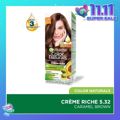 GARNIER Color Naturals Nourishing Permanent Hair Color 5.32 Caramel Brown (With Fruit Serum & Vitamin) 1s