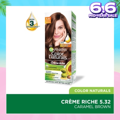 GARNIER Color Naturals Nourishing Permanent Hair Color 5.32 Caramel Brown (With Fruit Serum & Vitamin) 1s