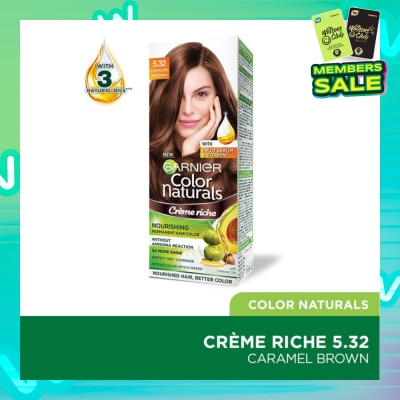 GARNIER Color Naturals Nourishing Permanent Hair Color 5.32 Caramel Brown (With Fruit Serum & Vitamin) 1s
