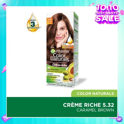 GARNIER Color Naturals Nourishing Permanent Hair Color 5.32 Caramel Brown (With Fruit Serum & Vitamin) 1s