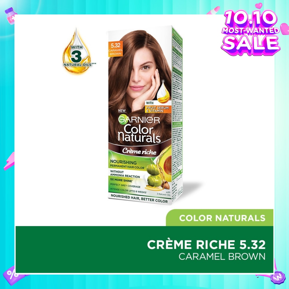 Color Naturals Nourishing Permanent Hair Color 5.32 Caramel Brown (With Fruit Serum & Vitamin) 1s